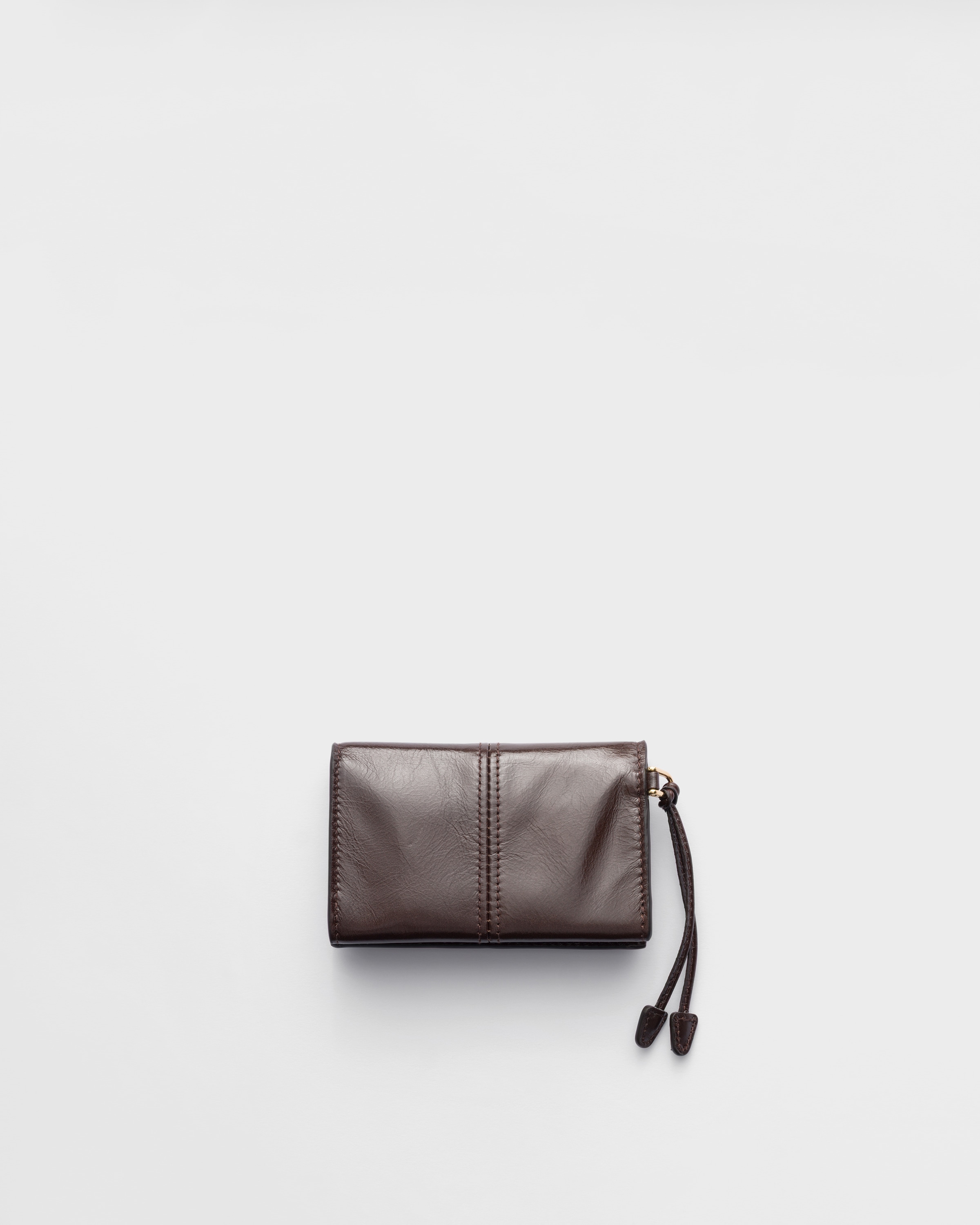 Dark Brown Leather card holder with flap | PRADA - Japan
