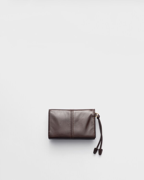 Leather card holder with flap - Dark Brown Leather card holder with flap - Dark Brown