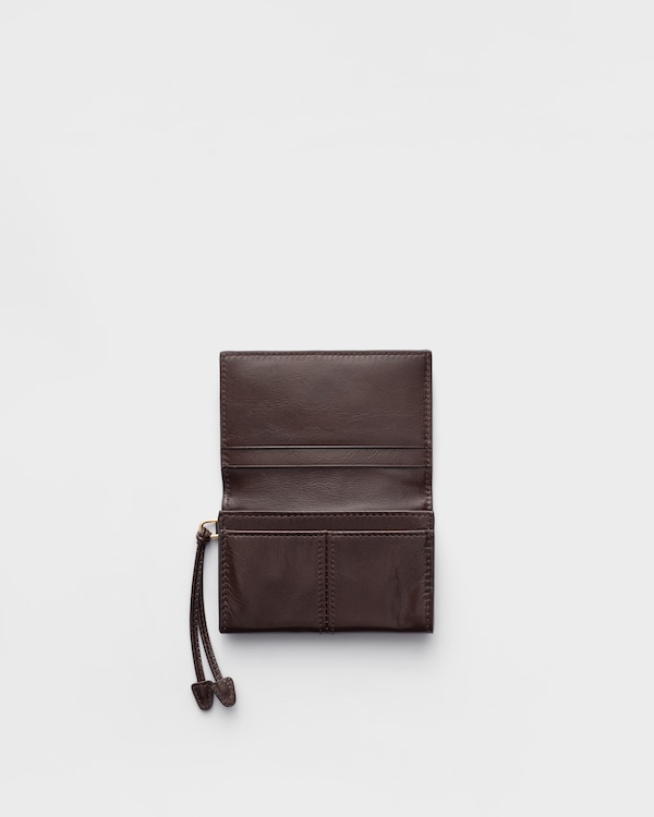 Leather card holder with flap - Dark Brown Leather card holder with flap - Dark Brown