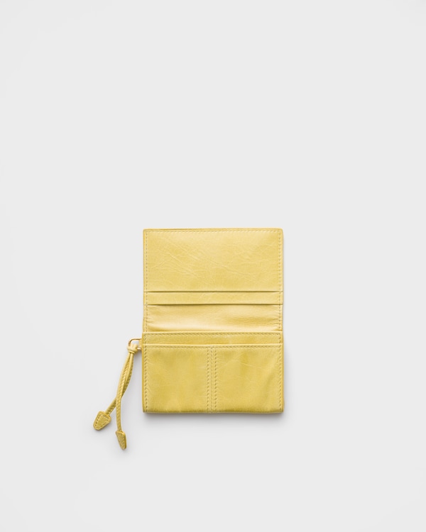 フラップ付レザー カードケース - シトロンイエロー フラップ付レザー カードケース - シトロンイエロー