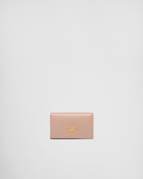 Kracht Gelijk kleding stof Powder Pink Saffiano Leather Card Holder | Prada