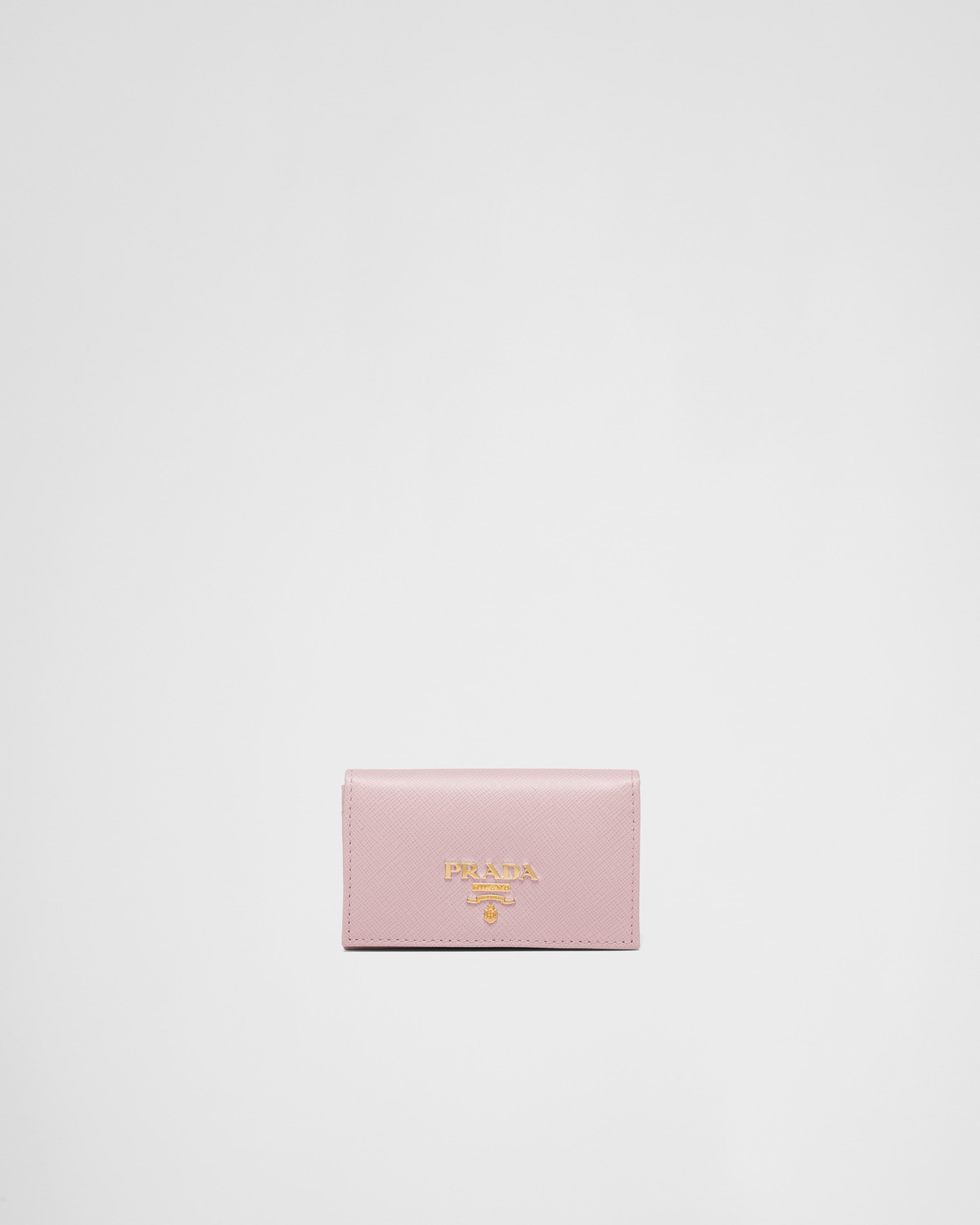 Alabaster Pink Saffiano Leather Card Holder PRADA