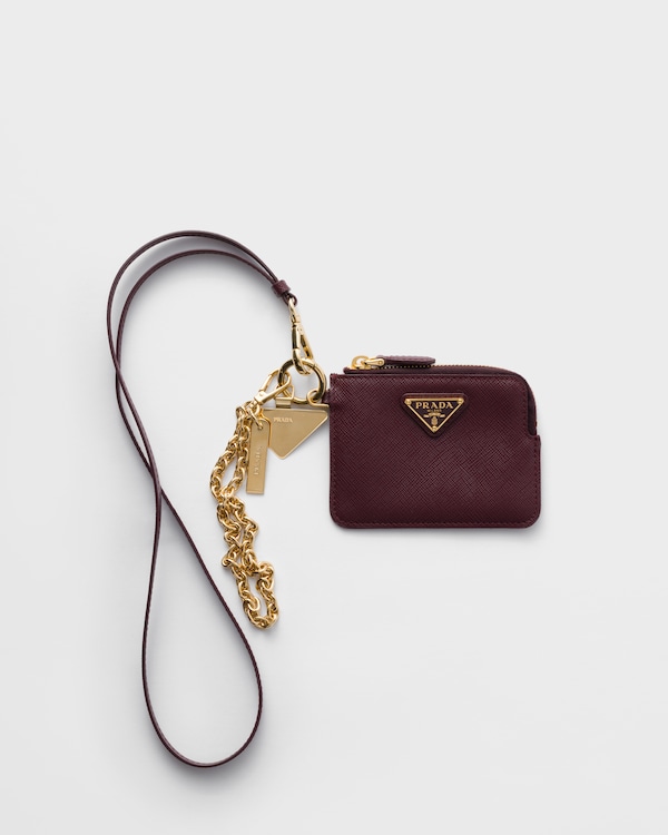 Saffiano leather card holder with shoulder strap Saffiano leather card holder with shoulder strap