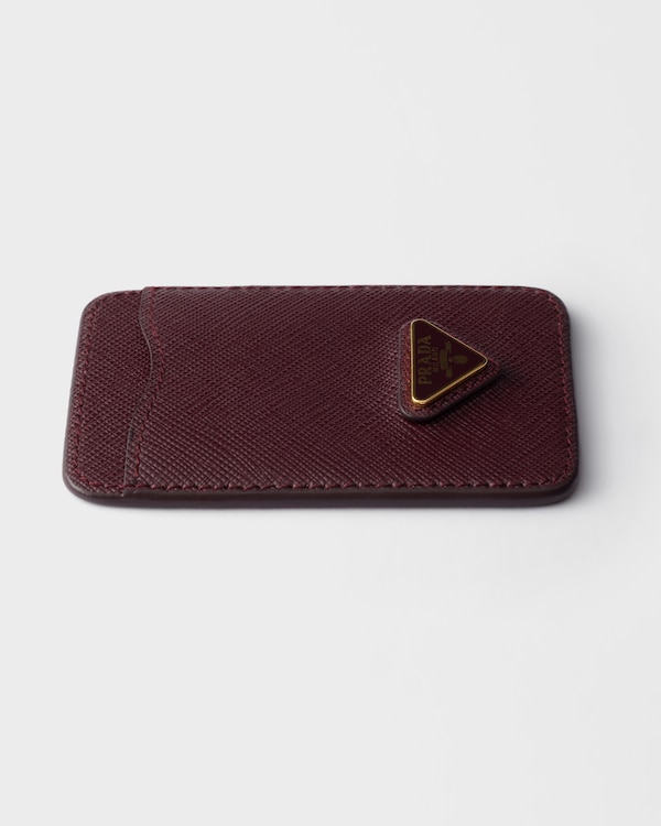 Porte-cartes en cuir Saffiano - Bordeaux Porte-cartes en cuir Saffiano - Bordeaux