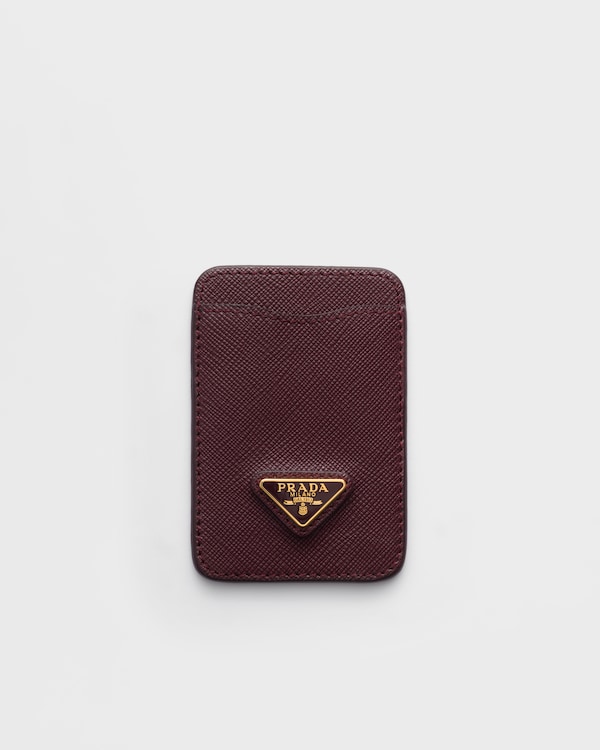 Porte-cartes en cuir Saffiano - Bordeaux Porte-cartes en cuir Saffiano - Bordeaux