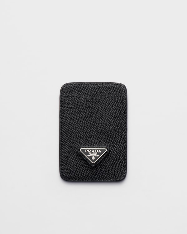Porte-cartes en cuir Saffiano - Noir Porte-cartes en cuir Saffiano - Noir