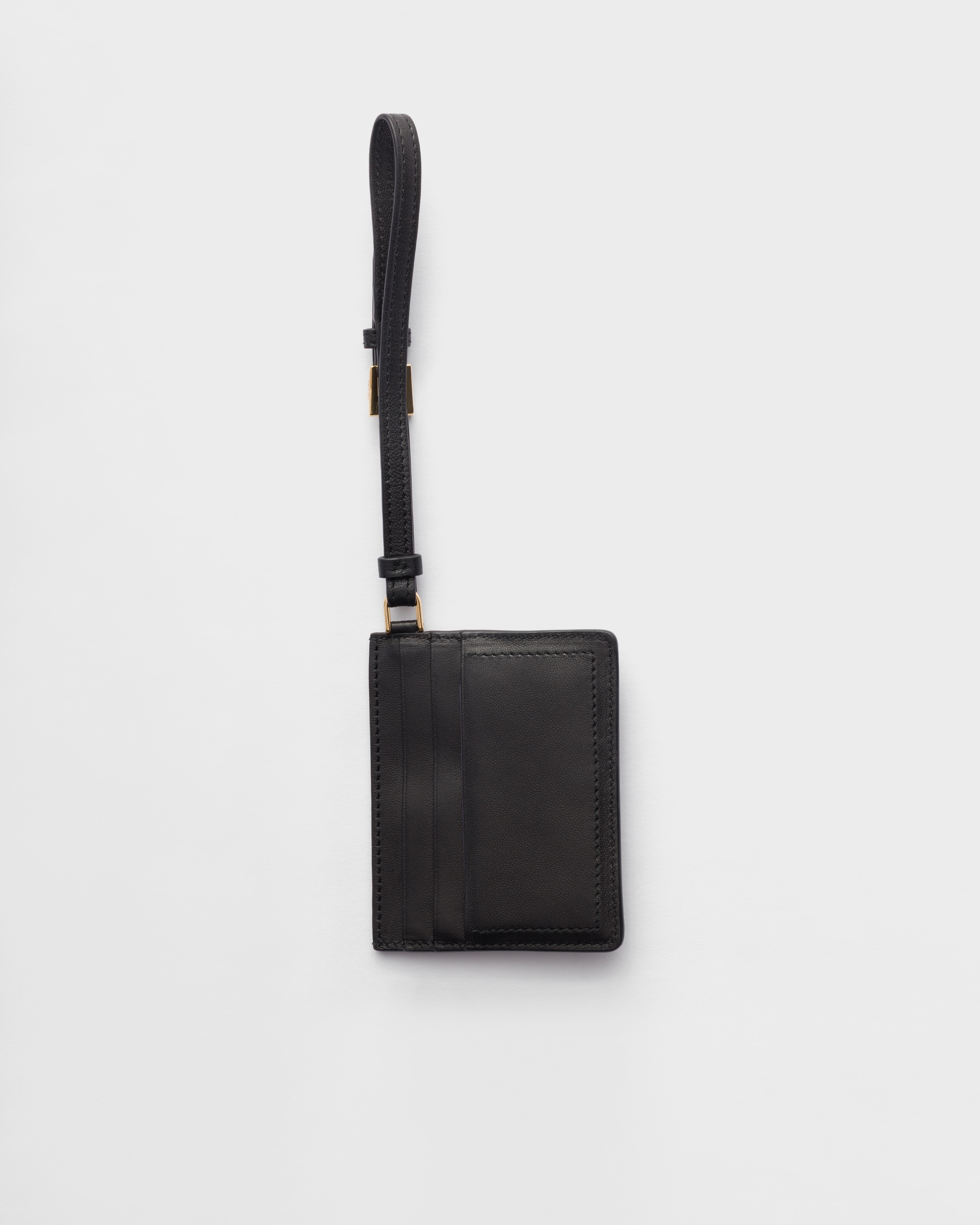 プラダ アンクルガード Black Nappa Leather Card Holder | PRADA - United States
