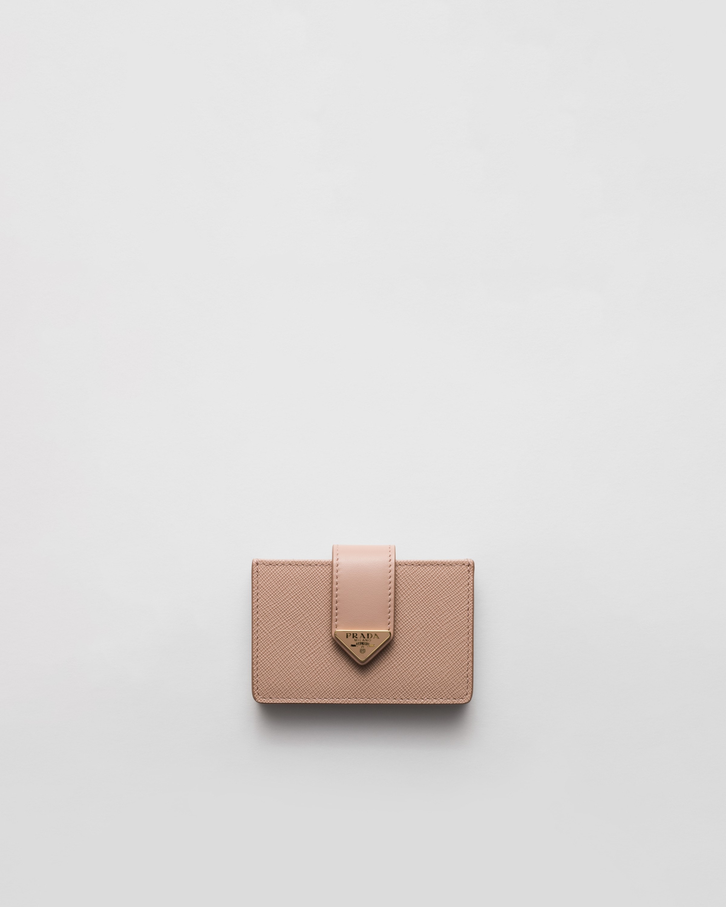 Powder Pink Saffiano And Smooth Leather Card Holder | PRADA