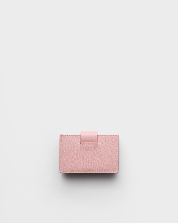 사피아노 및 가죽 카드 지갑 - 피치 사피아노 및 가죽 카드 지갑 - 피치