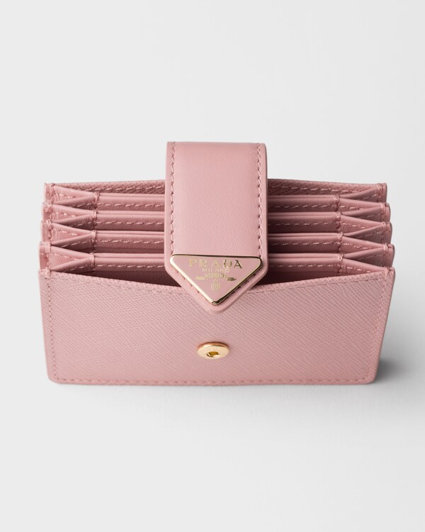 사피아노 및 가죽 카드 지갑 - 피치 사피아노 및 가죽 카드 지갑 - 피치