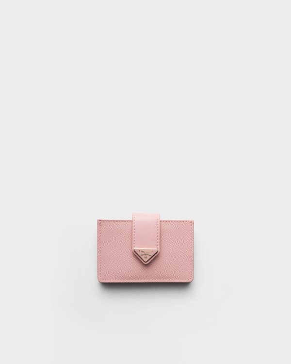 사피아노 및 가죽 카드 지갑 - 피치 사피아노 및 가죽 카드 지갑 - 피치