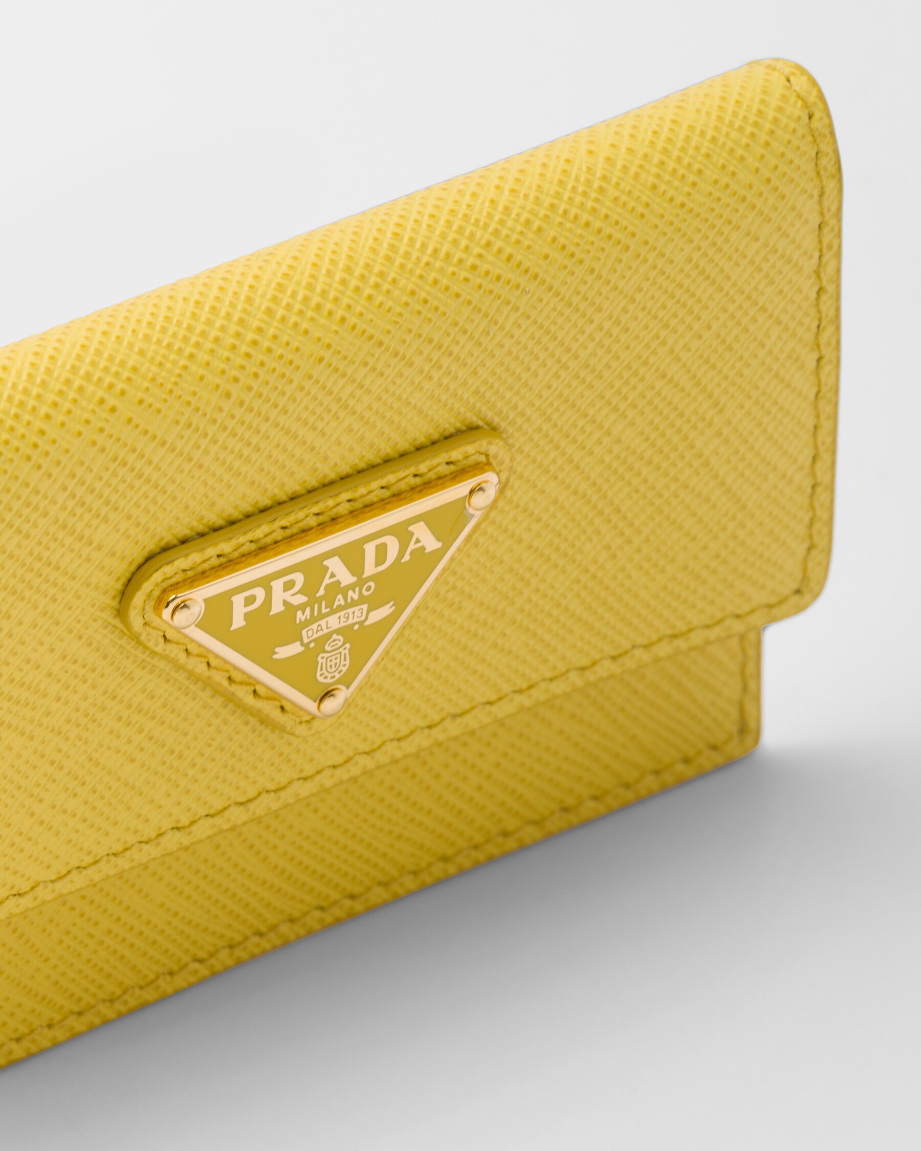 Sunny Yellow Saffiano Leather Card Holder PRADA
