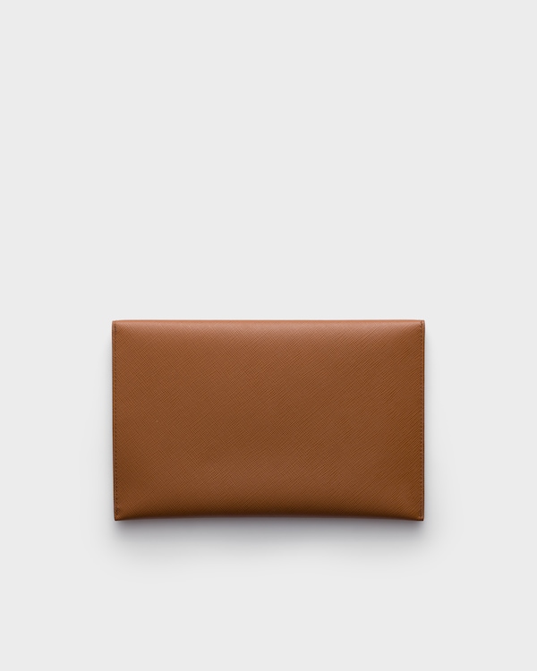 Saffiano leather envelope clutch - Cognac Saffiano leather envelope clutch - Cognac