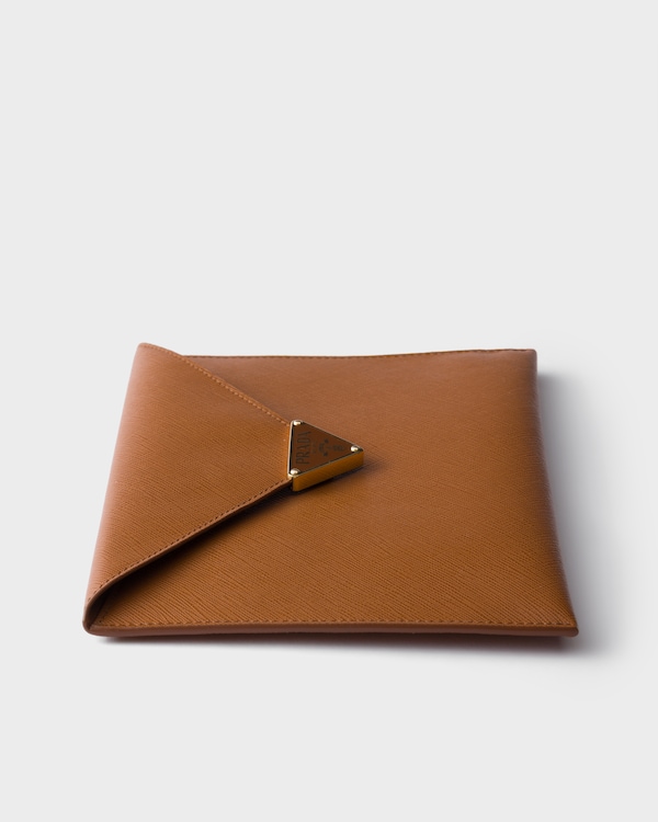 Saffiano leather envelope clutch - Cognac Saffiano leather envelope clutch - Cognac