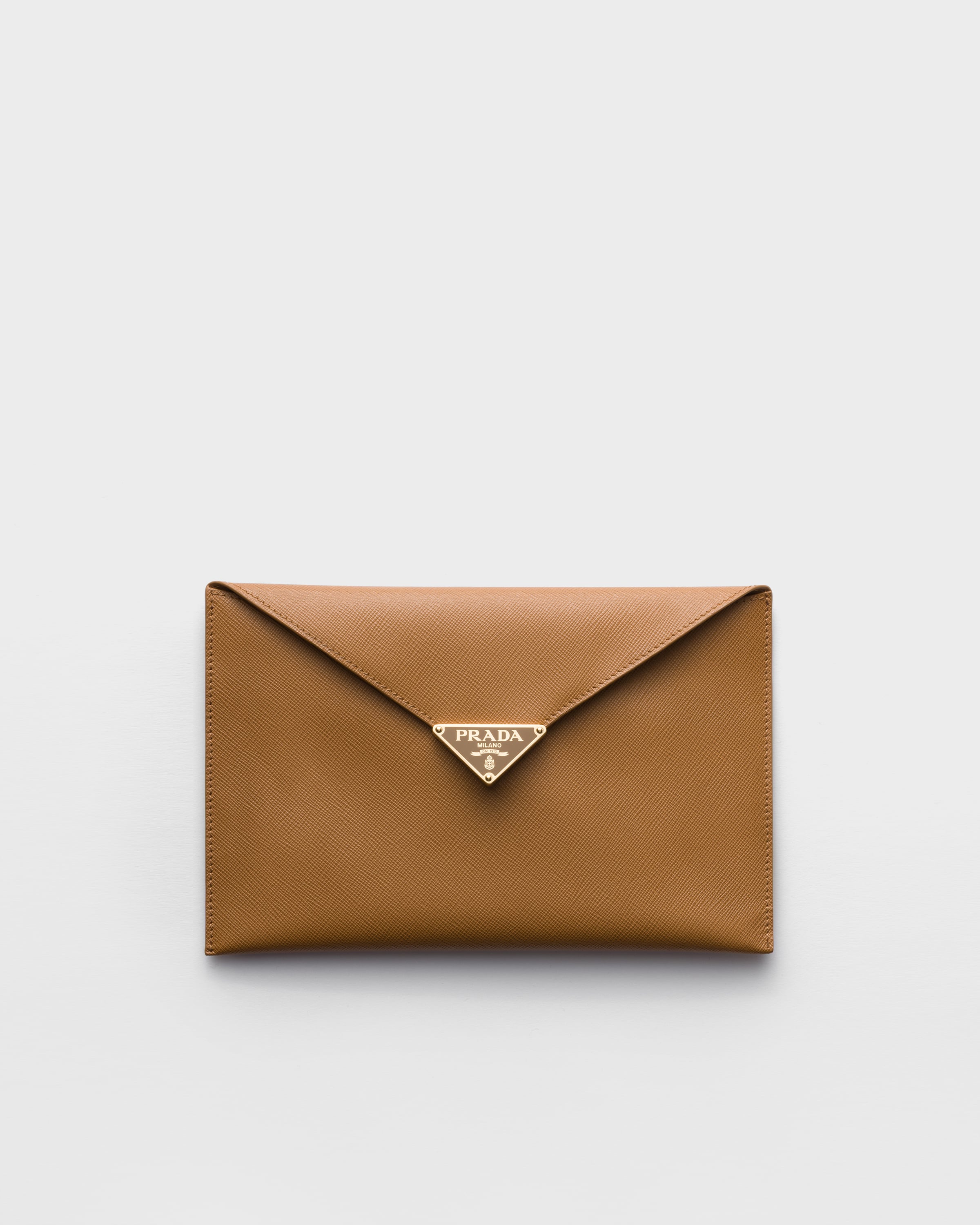 Saffiano leather envelope clutch
