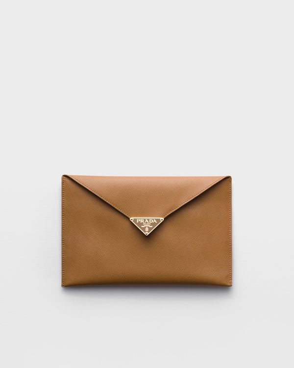 Saffiano leather envelope clutch - Caramel Saffiano leather envelope clutch - Caramel