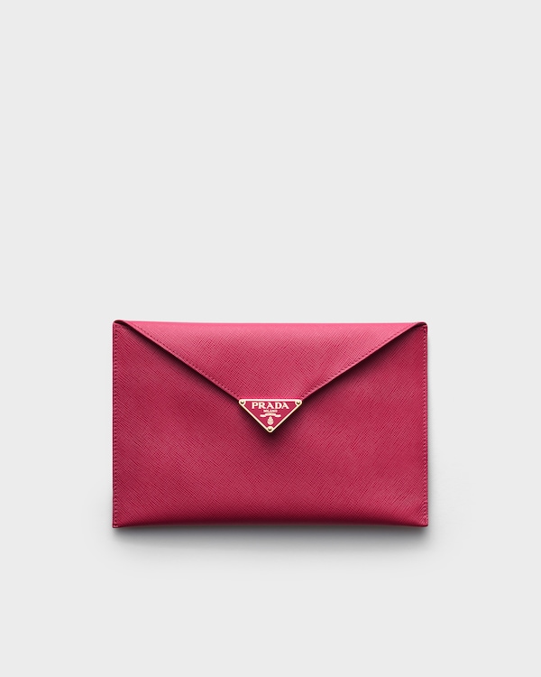 Saffiano leather envelope clutch - Peony Pink Saffiano leather envelope clutch - Peony Pink