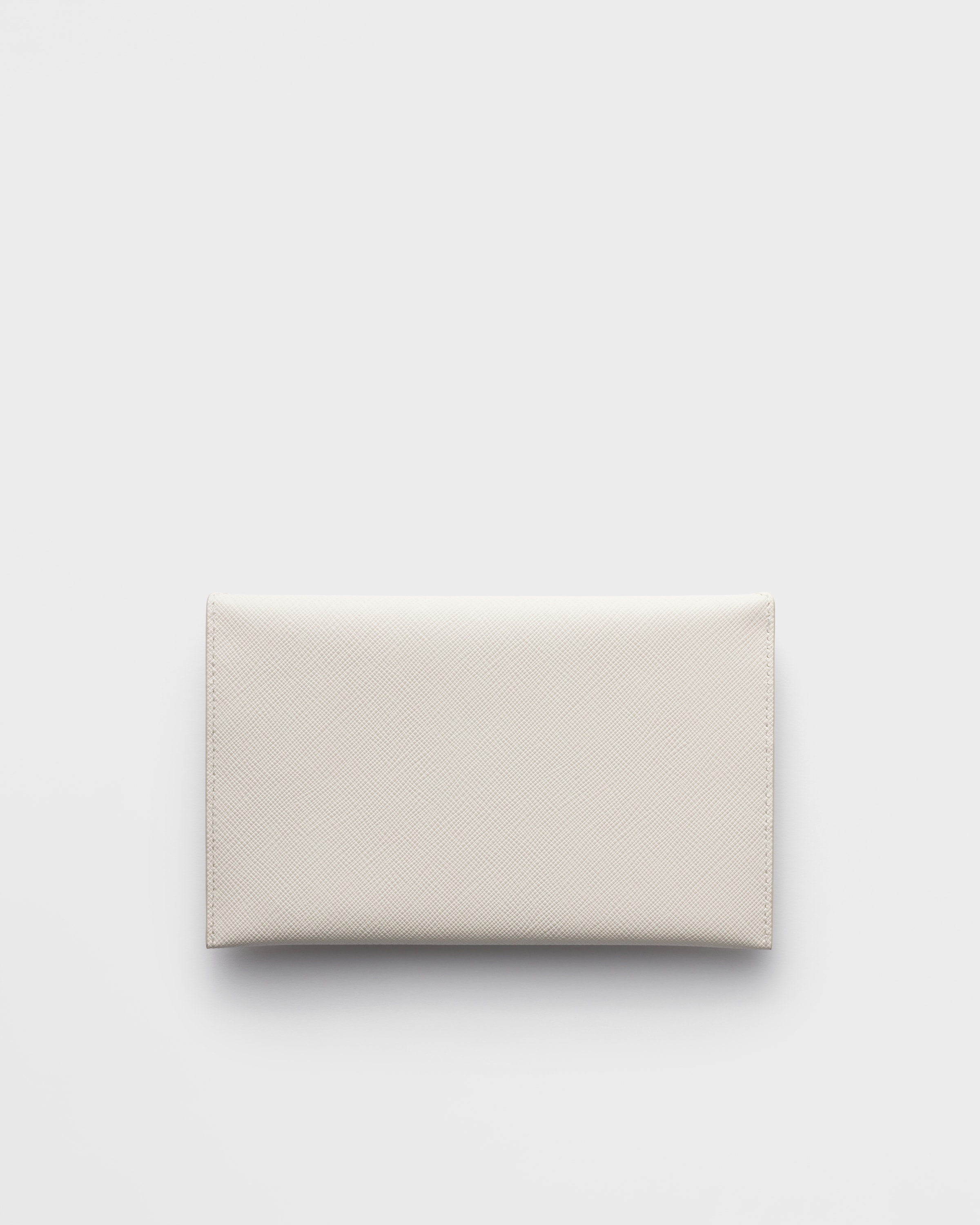Chalk White Saffiano leather envelope clutch | PRADA - Canada