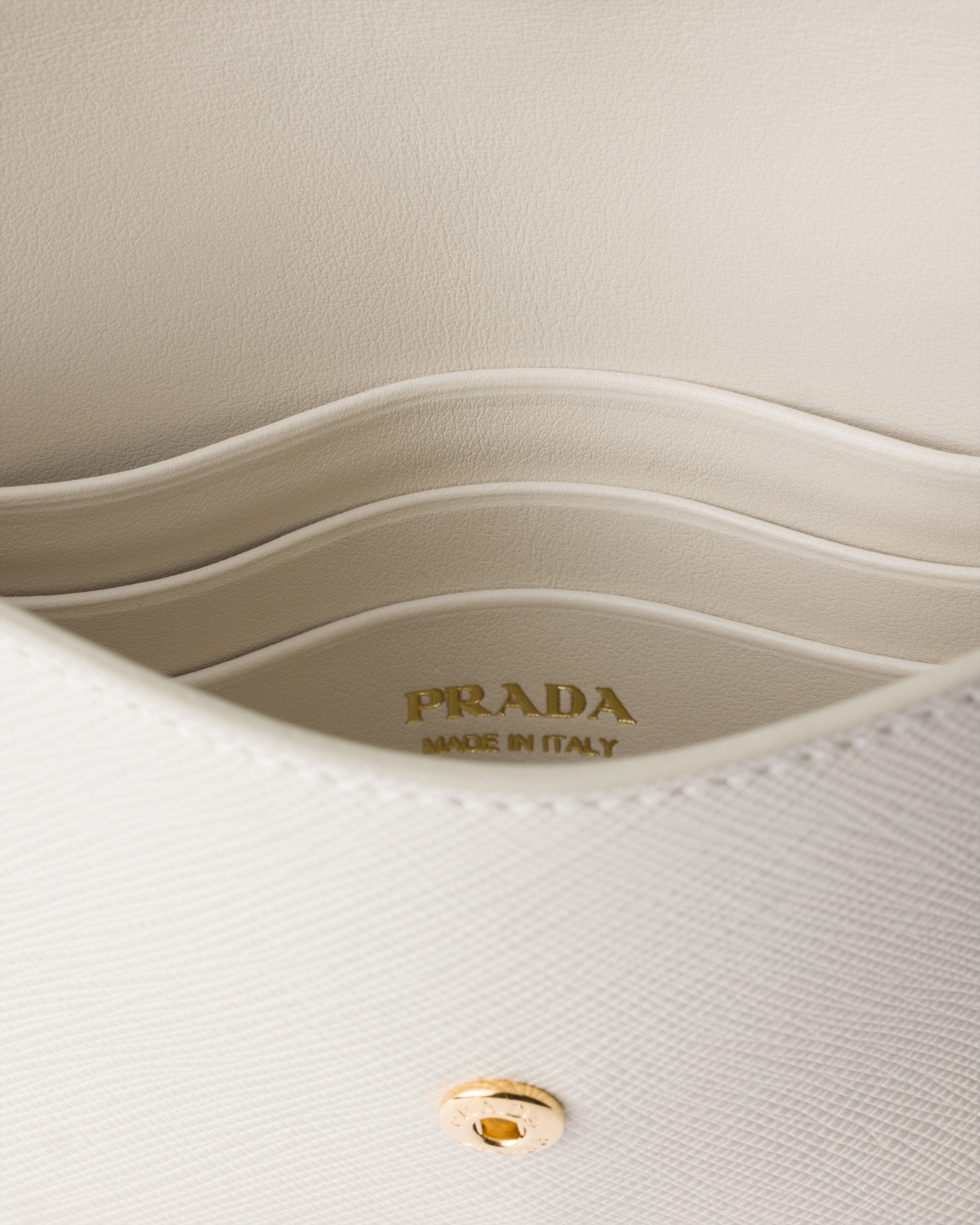 Chalk White Saffiano leather envelope clutch | PRADA - Canada