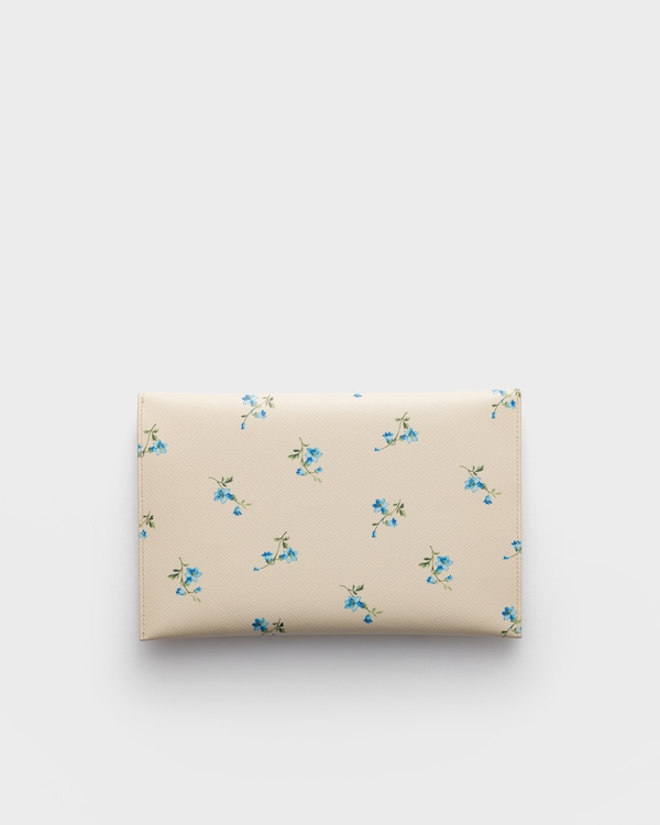 Printed Saffiano leather envelope clutch - Natural Printed Saffiano leather envelope clutch - Natural