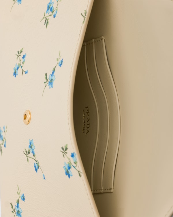 Printed Saffiano leather envelope clutch - Natural Printed Saffiano leather envelope clutch - Natural