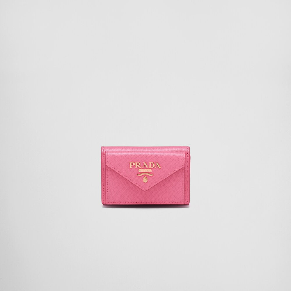 Peony Pink Small Saffiano Leather Wallet | Prada