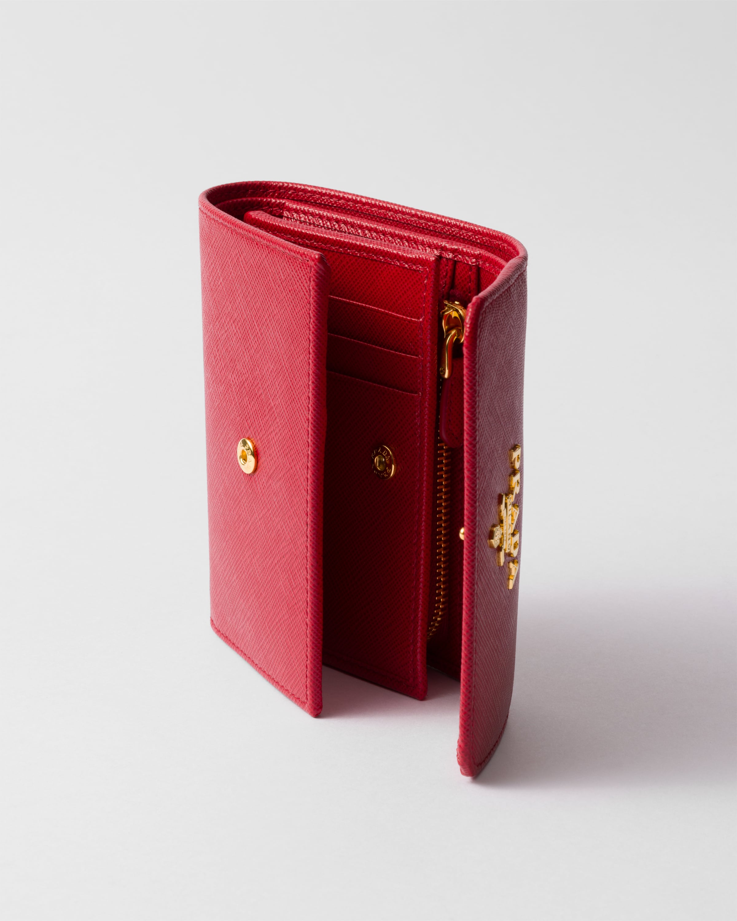 Fiery Red Small Saffiano Leather Wallet PRADA