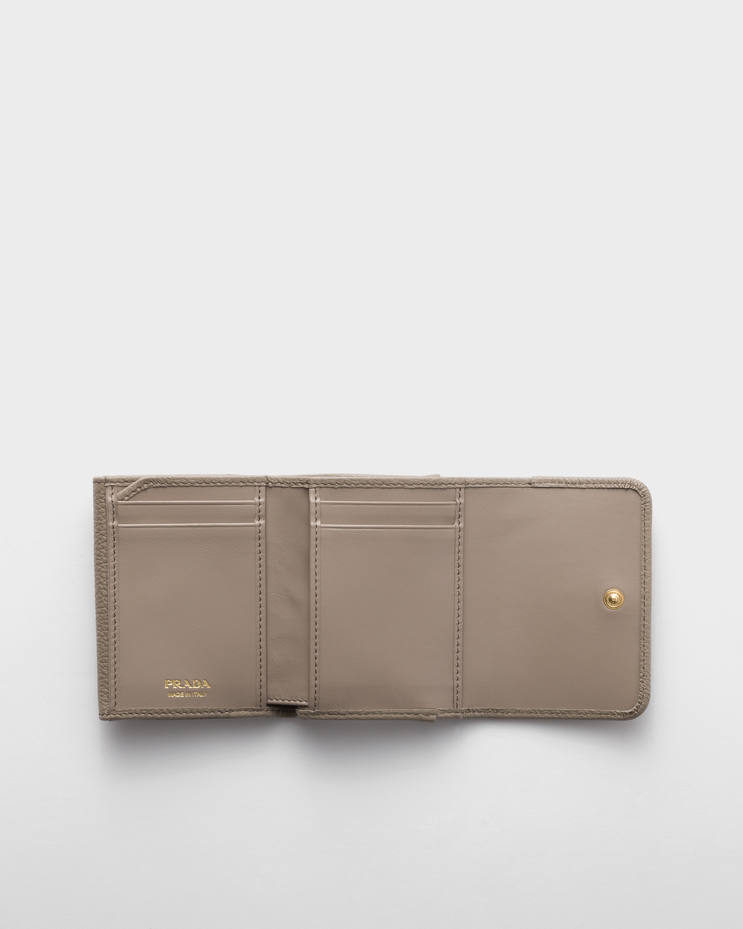 Clay Grey Small Leather Wallet | PRADA - United States