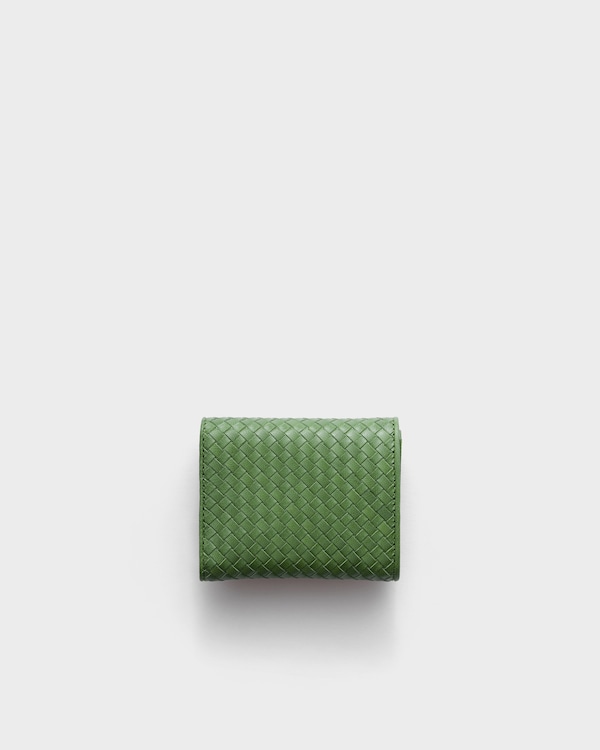 Small woven madras leather wallet - Aquamarine Small woven madras leather wallet - Aquamarine