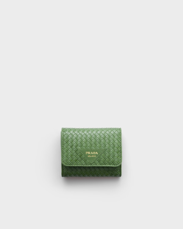 Small woven madras leather wallet - Aquamarine Small woven madras leather wallet - Aquamarine