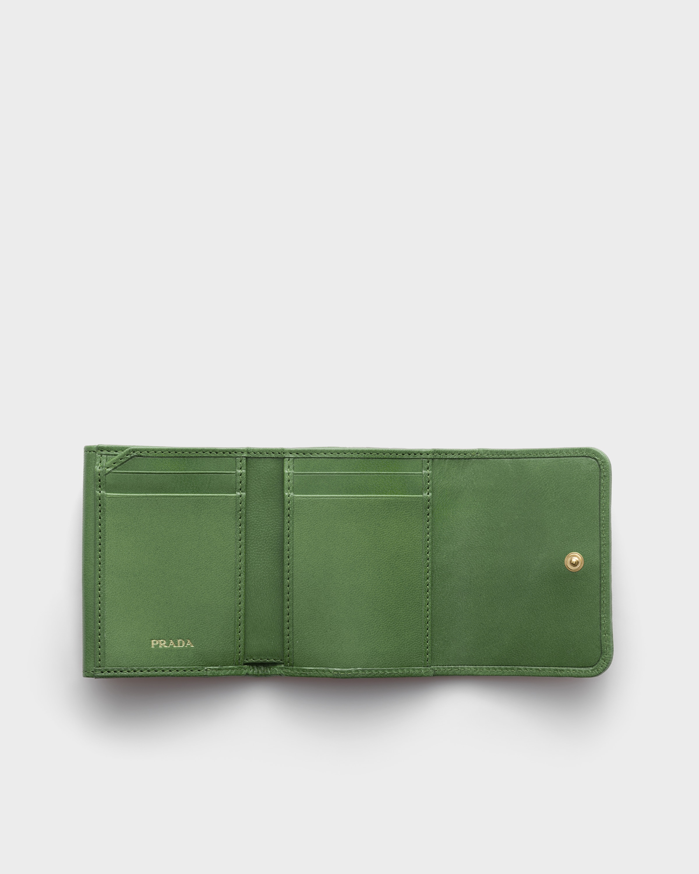 Aquamarine Small Woven Madras Leather Wallet | PRADA