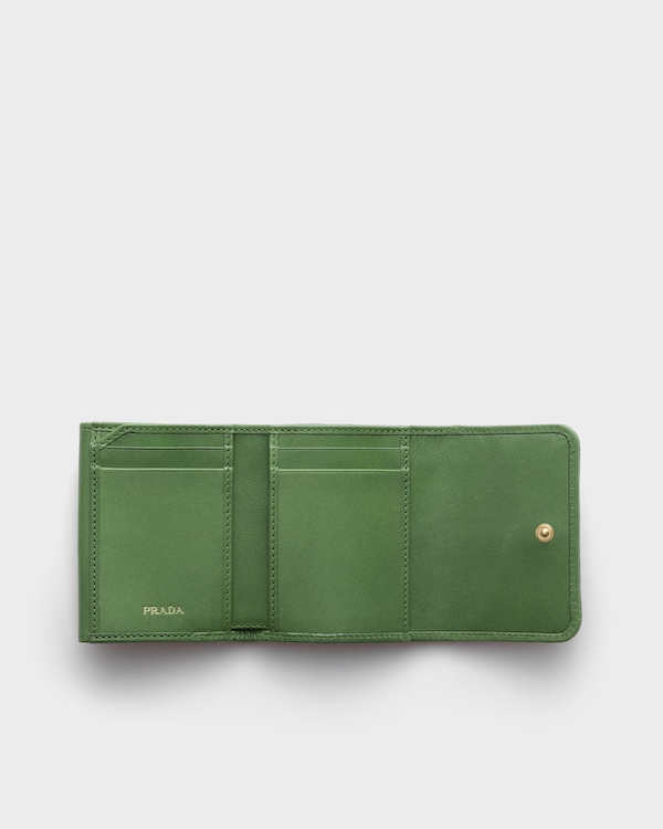 Small woven madras leather wallet - Aquamarine Small woven madras leather wallet - Aquamarine