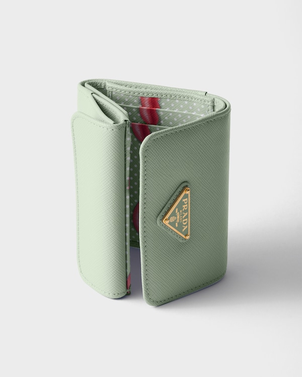 Small Saffiano leather wallet - Aqua Small Saffiano leather wallet - Aqua