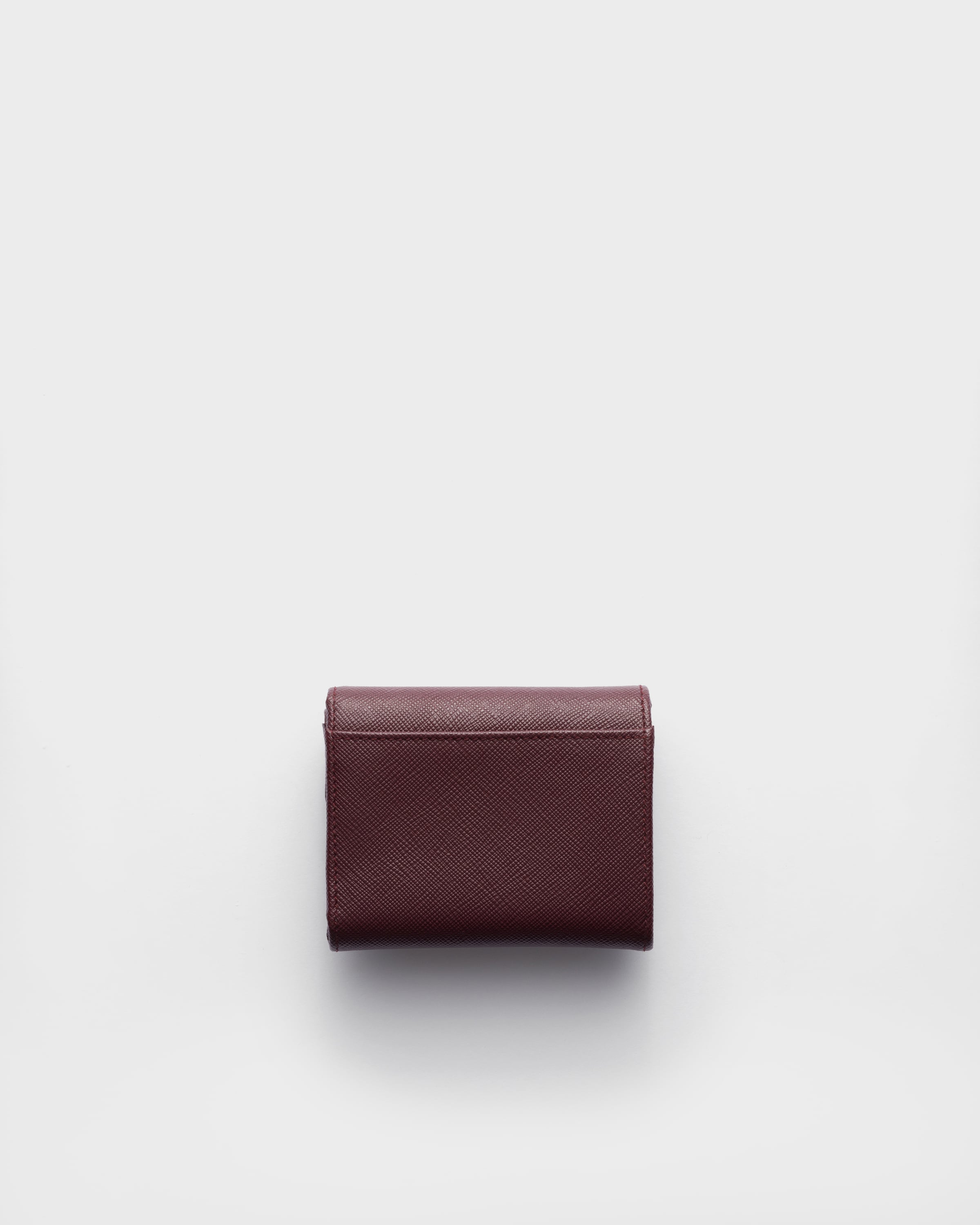 Burgundy Small Saffiano leather wallet | PRADA