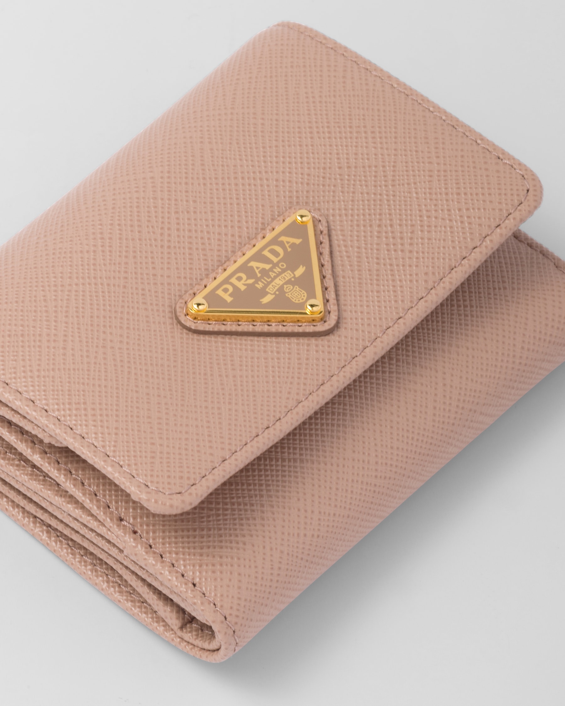 Powder Pink Small Saffiano Leather Wallet | PRADA - United States