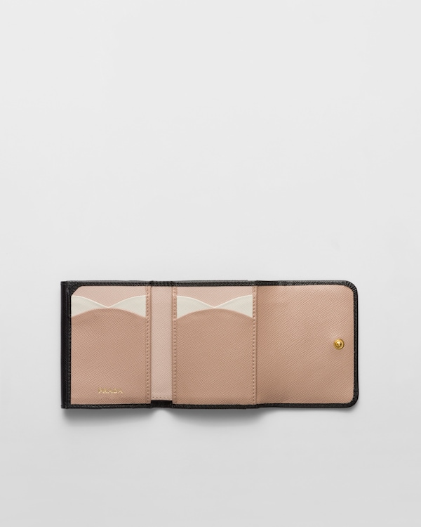 サフィアーノマルチカラー財布 - ブラック/ペールピンク サフィアーノマルチカラー財布 - ブラック/ペールピンク