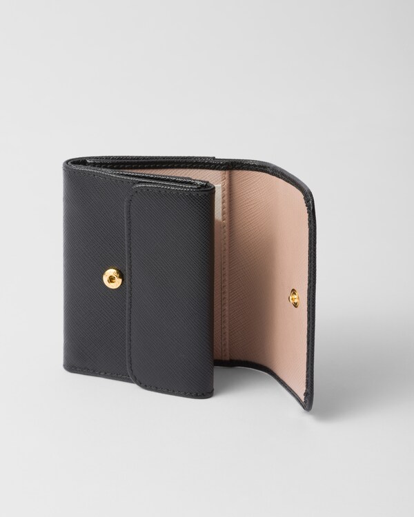 サフィアーノマルチカラー財布 - ブラック/ペールピンク サフィアーノマルチカラー財布 - ブラック/ペールピンク