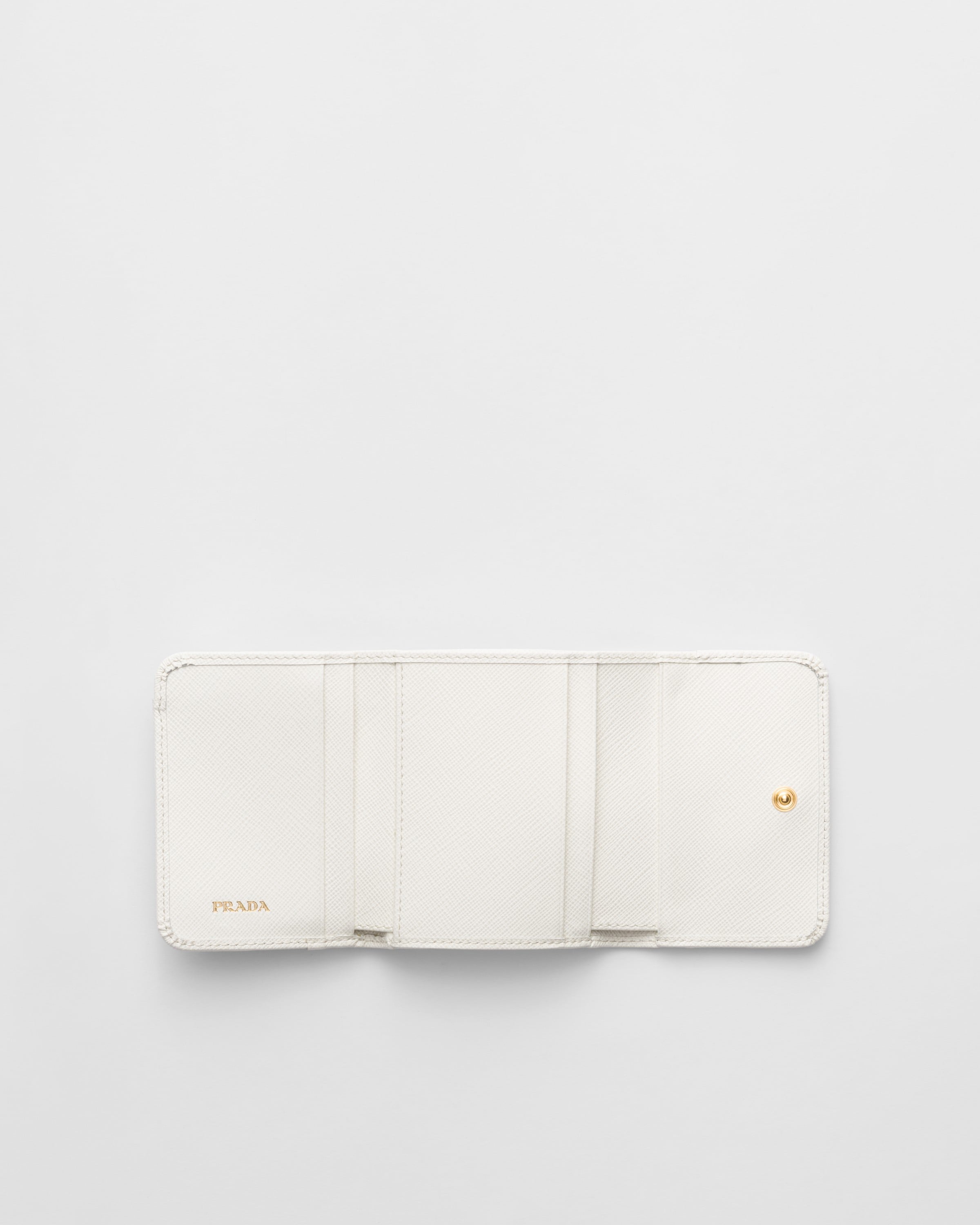 Shop Prada Small Saffiano Leather Wallet In White