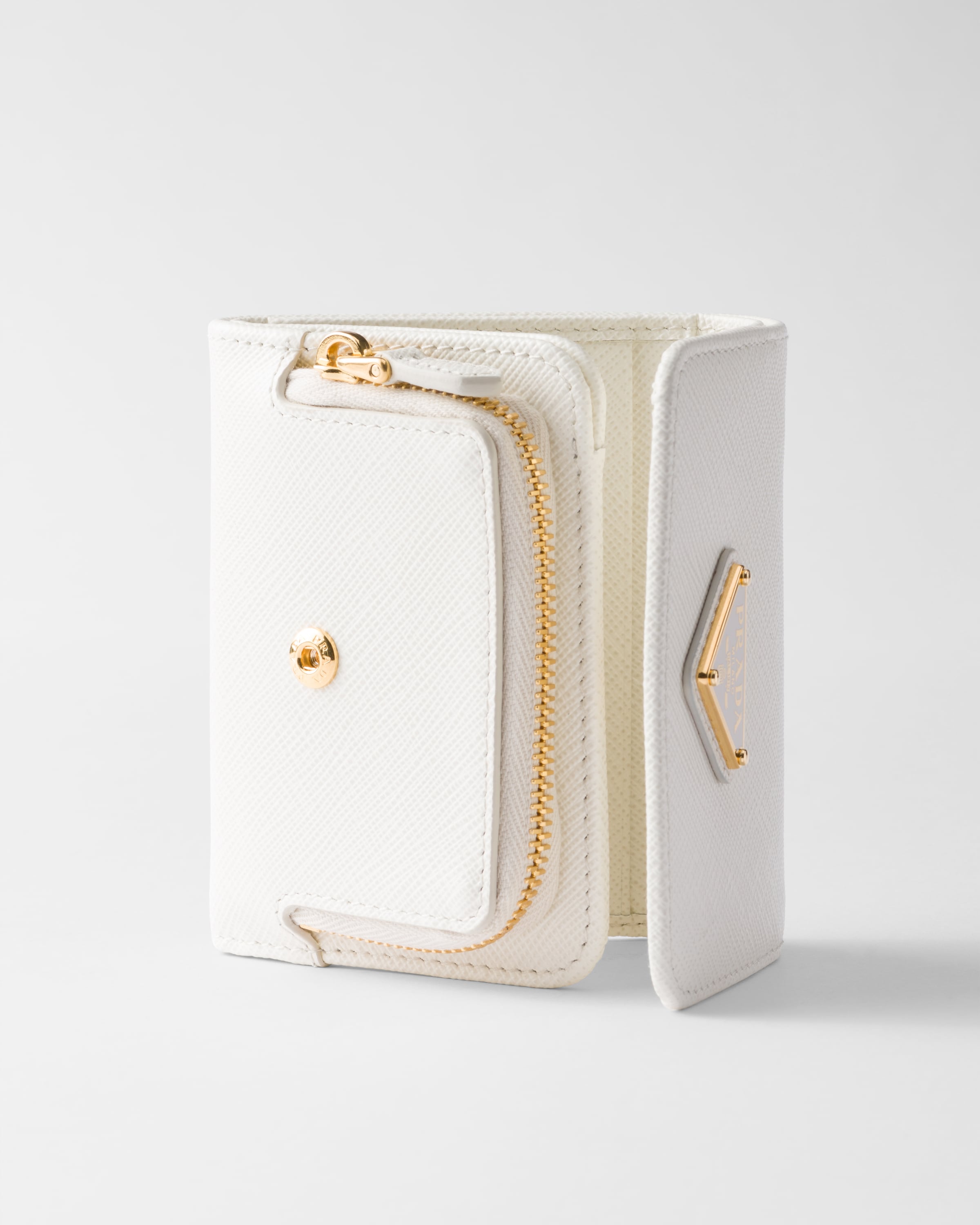 Shop Prada Small Saffiano Leather Wallet In White