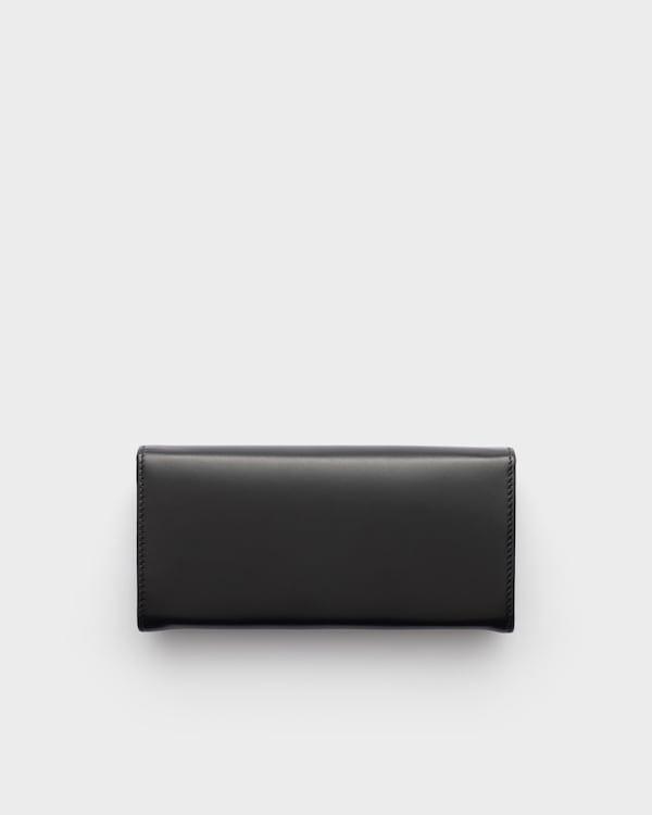 ラージ ナッパレザー 財布 リボン付 - ブラック ラージ ナッパレザー 財布 リボン付 - ブラック