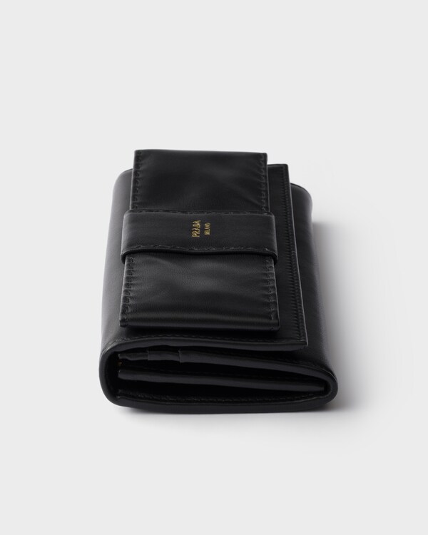 ラージ ナッパレザー 財布 リボン付 - ブラック ラージ ナッパレザー 財布 リボン付 - ブラック