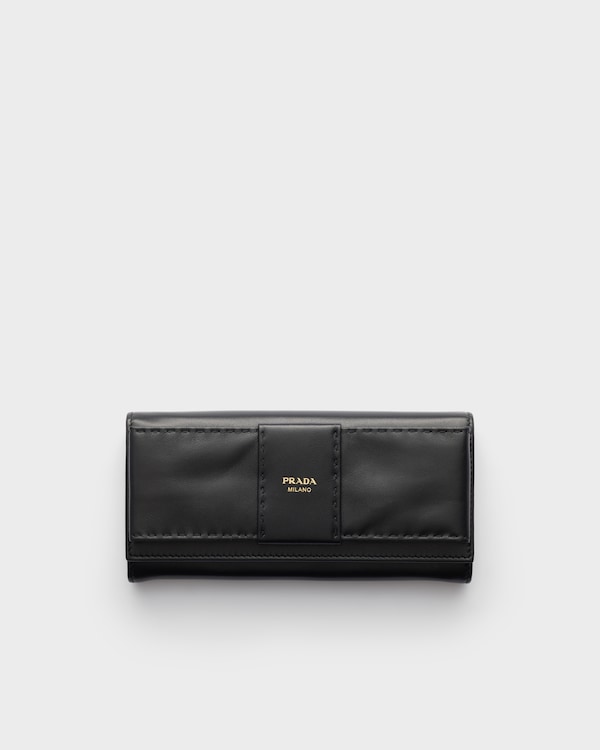 ラージ ナッパレザー 財布 リボン付 - ブラック ラージ ナッパレザー 財布 リボン付 - ブラック