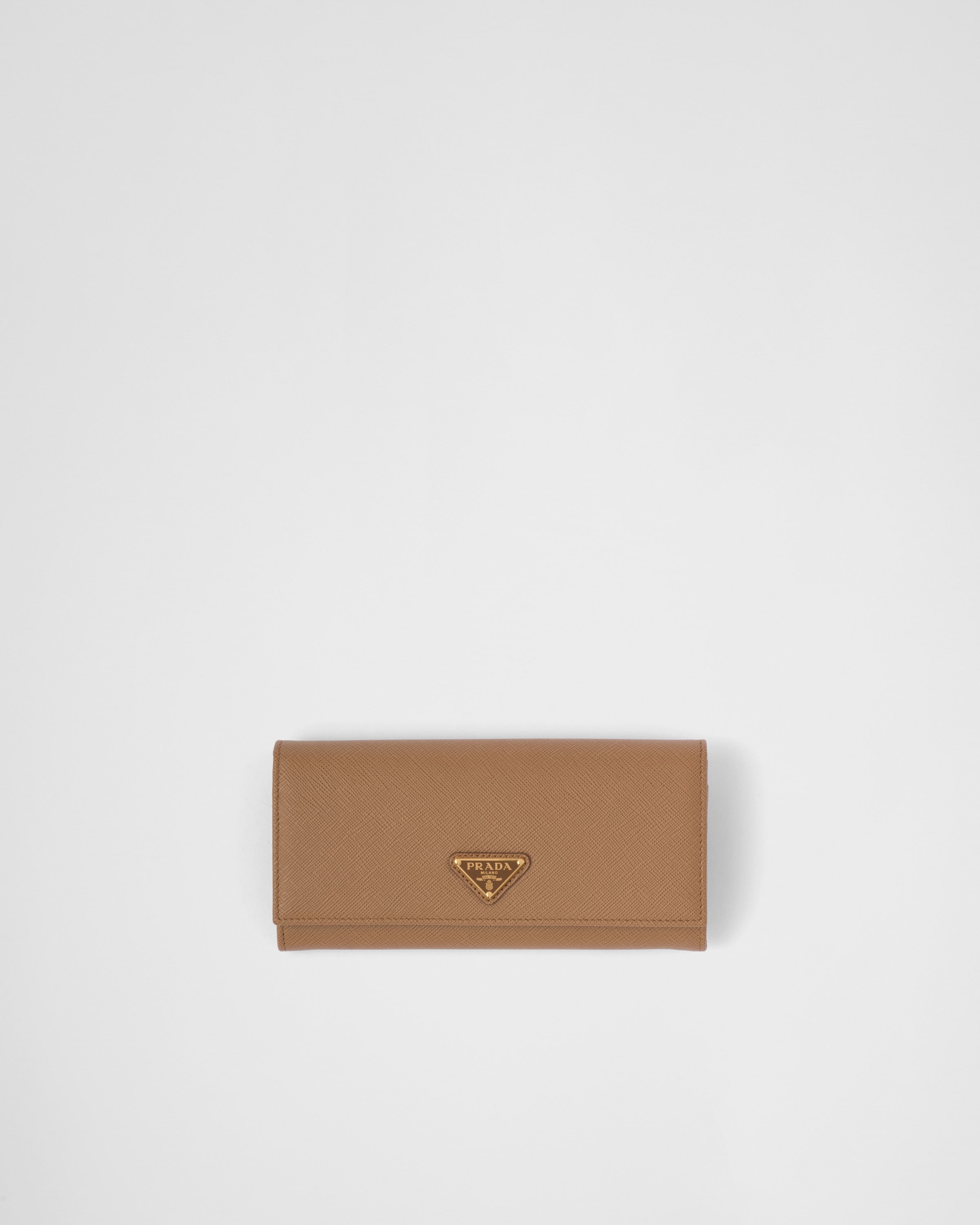 Prada Large Saffiano Leather Wallet In Brown