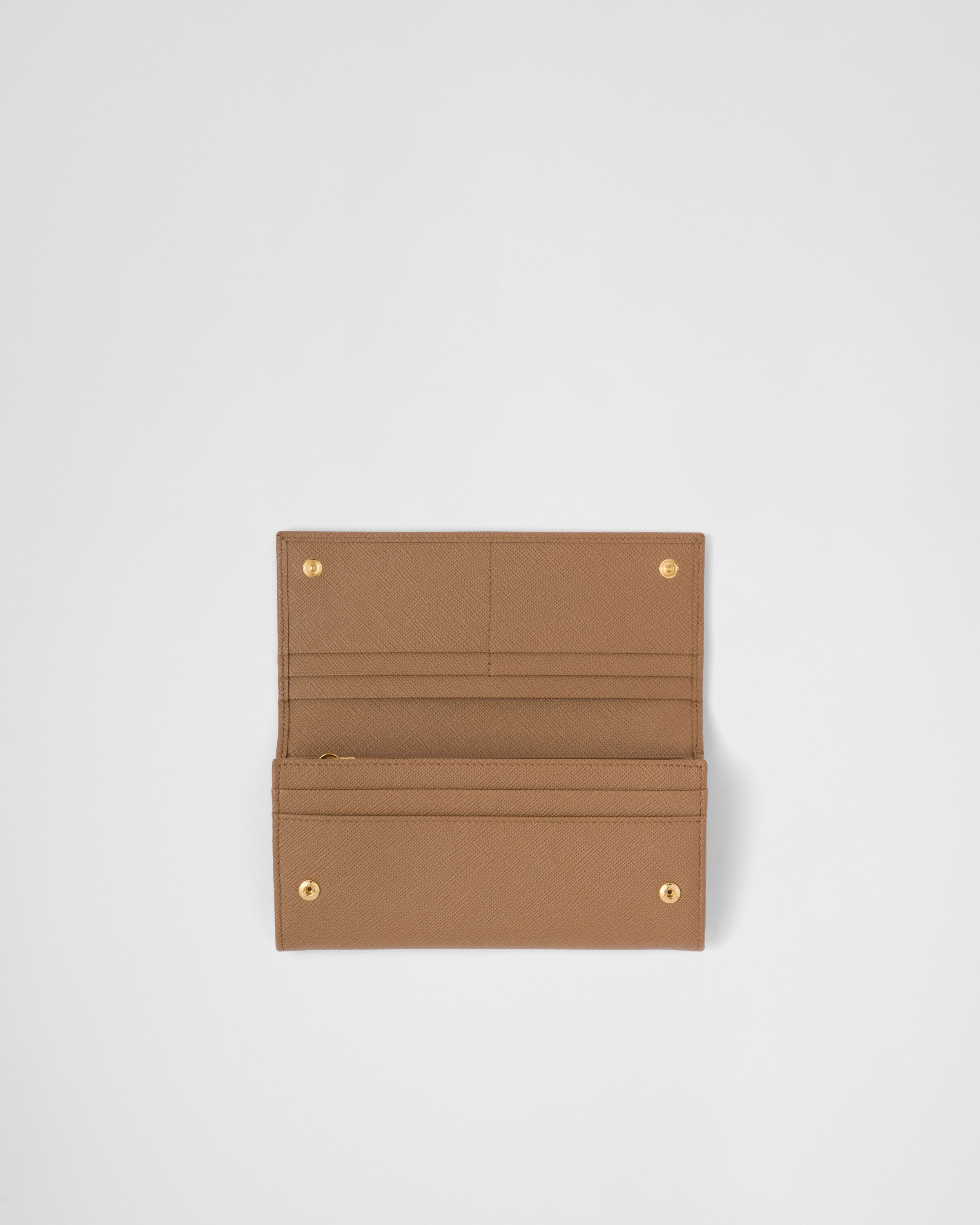 Shop Prada Large Saffiano Leather Wallet In Caramel