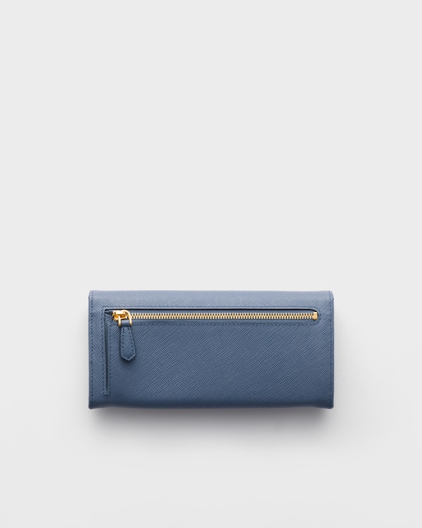 Grand portefeuille en cuir Saffiano - Bleu Aviation Grand portefeuille en cuir Saffiano - Bleu Aviation