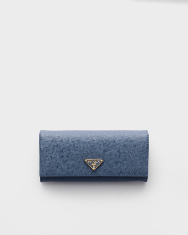 Grand portefeuille en cuir Saffiano - Bleu Aviation Grand portefeuille en cuir Saffiano - Bleu Aviation