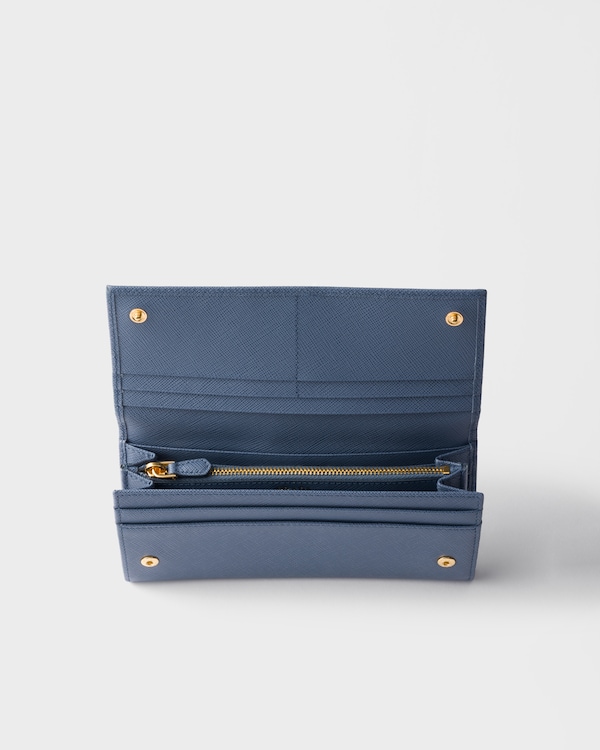 Grand portefeuille en cuir Saffiano - Bleu Aviation Grand portefeuille en cuir Saffiano - Bleu Aviation