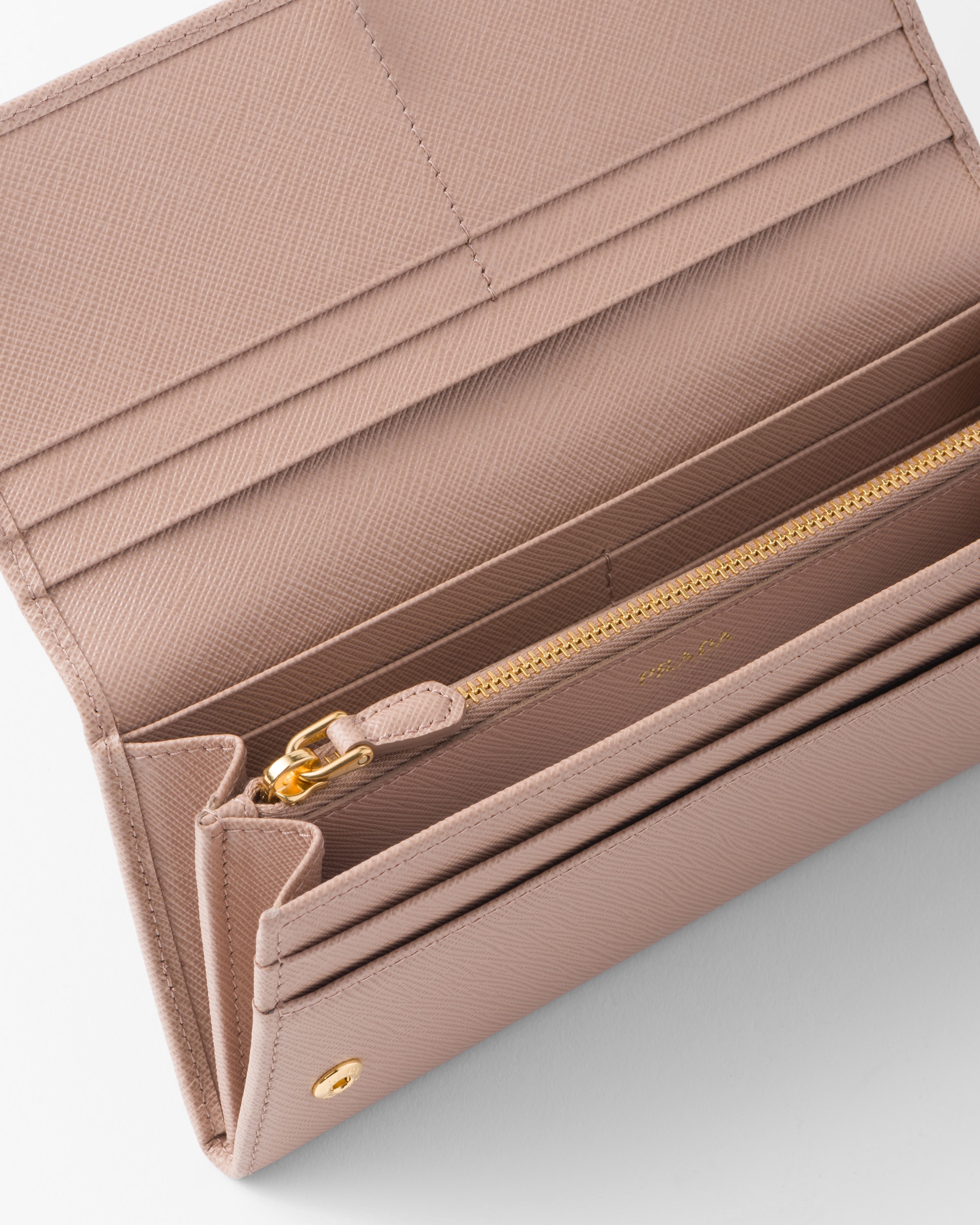 Powder Pink Large Saffiano Leather Wallet | PRADA - Turkey