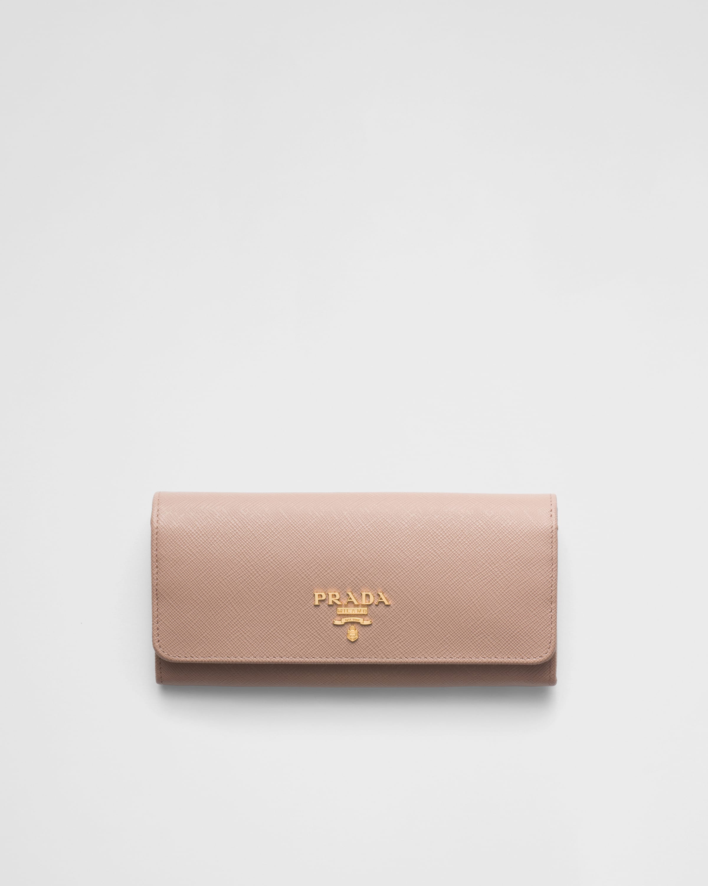 Powder Pink/fiery Red Large Saffiano Leather Wallet