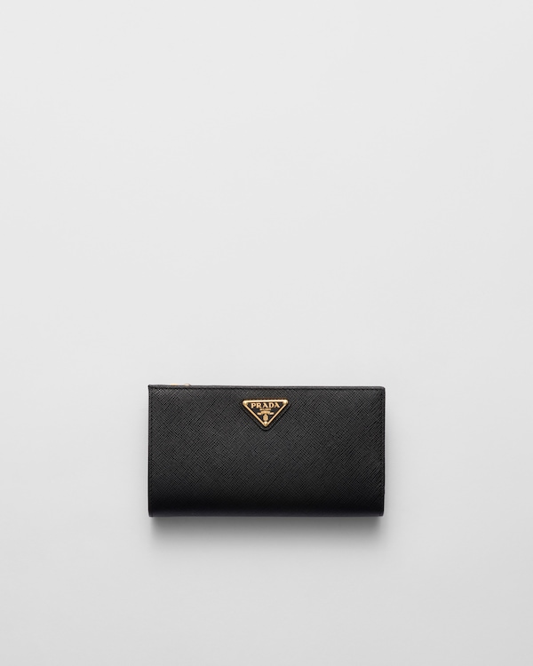 【人気沸騰】 Black Large PRADA | Wallet Leather Saffiano 小物